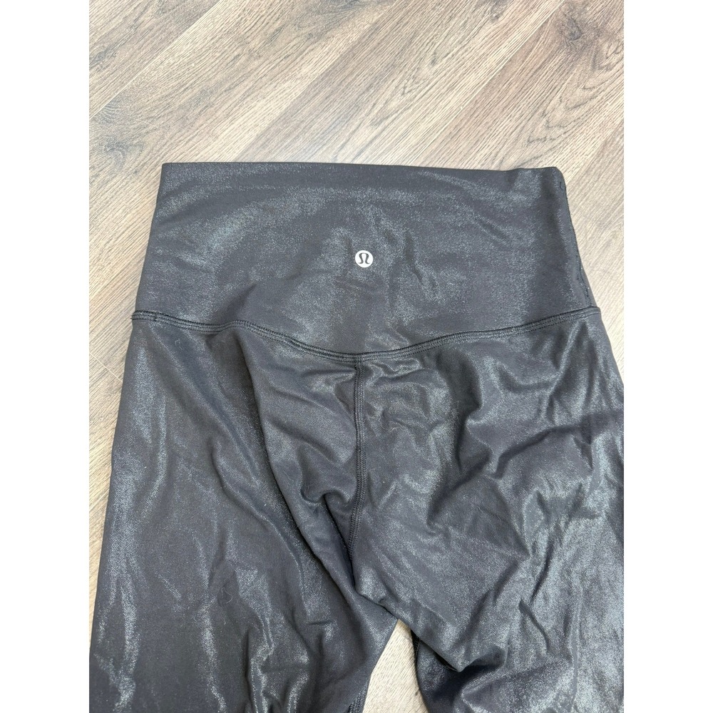 Lululemon Wunder Under High-Rise Tight Black Foil Metallic Leggings Size 6